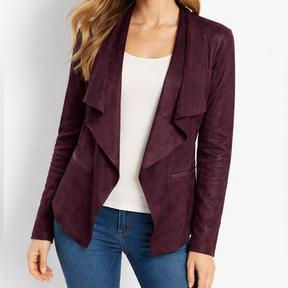 Women’s Worthington Deep Burgundy Open Drape Blazer. Size S